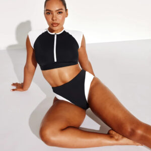 High Rise Bikini Swim Bottom - Color Block
