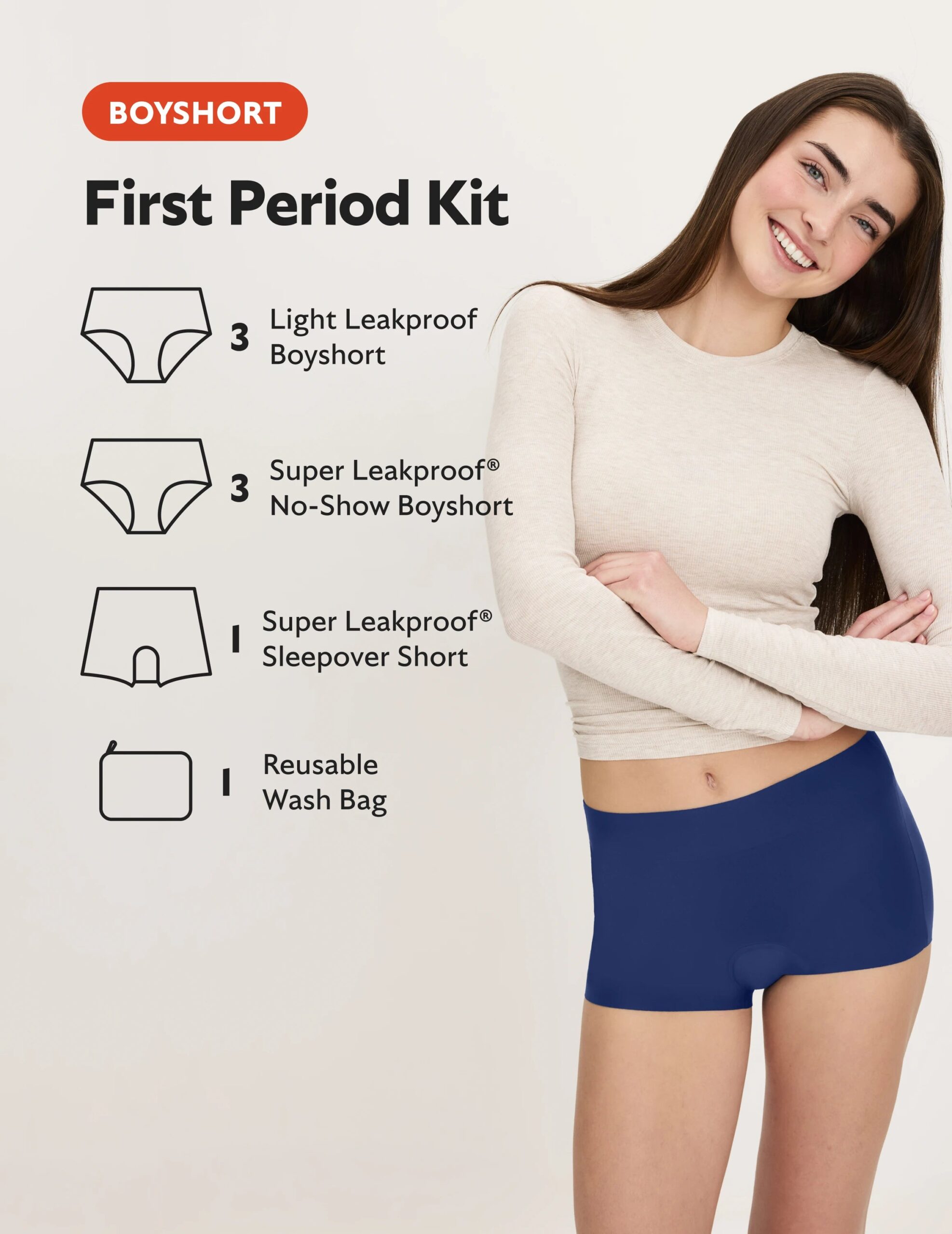 Teen First Period Kit - Boyshort - Image 2